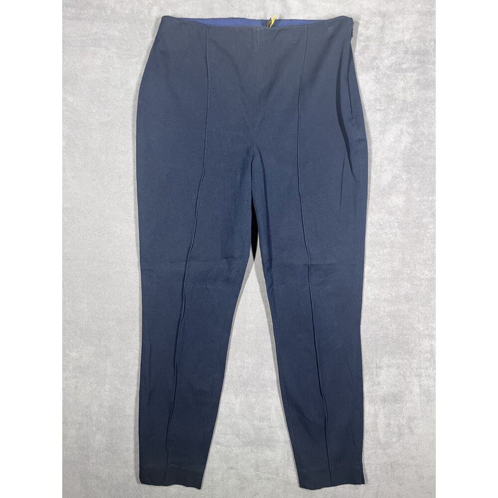 Polo Ralph Lauren Pants Women 10 Navy Mid-Rise Elastic Waist Tapered Leg Pull On